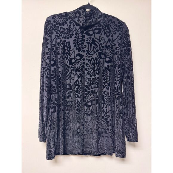SOFT SURROUNDINGS Walden Velvet Turtleneck, Black, Sz M - Picture 2 of 11
